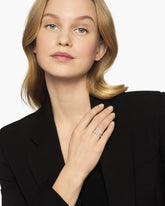 Sculpted Cable Flex Band Ring in 18K White Gold with Diamonds, 5mm